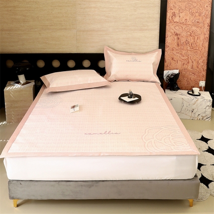 橘滋 2024新款轻奢简约法式数码印花冰丝凉席-场景二 赛琳-粉