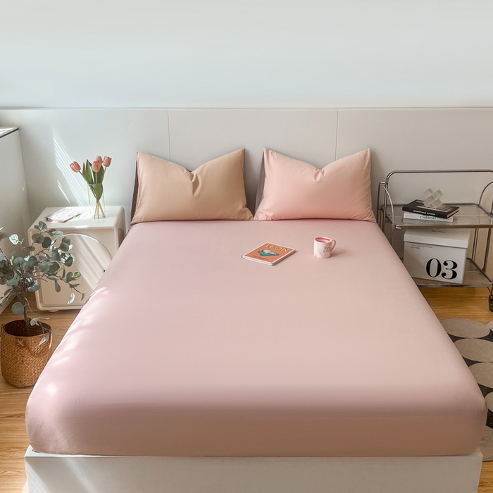 91家纺网 家纺一手货源 找家纺 米粒家纺 2024新款纯色磨毛床笠 蔷薇