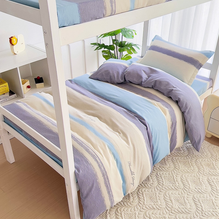 91家纺网 家纺一手货源 找家纺 优品阁 2024新款全棉磨毛学生上下铺三件套 乐享主义