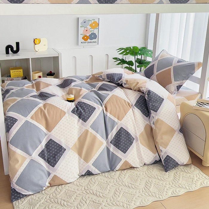 91家纺网 家纺一手货源 找家纺 优品阁 2024新款全棉磨毛学生上下铺三件套 克洛因