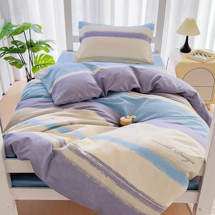 91家纺网 家纺一手货源 找家纺 优品阁 2024新款全棉磨毛学生上下铺三件套 乐享主义