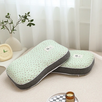 91家纺网 家纺一手货源 找家纺 梦叶草 2024新款全棉水洗印花荞麦枕芯纯荞麦枕头 水洗印花荞麦枕-碎花浅绿