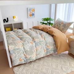 91家纺网 家纺一手货源 找家纺 优品阁 2024新款全棉磨毛学生上下铺三件套 清风恋影