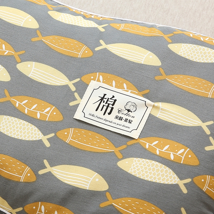 91家纺网 家纺一手货源 找家纺 梦叶草 2024新款全棉水洗印花荞麦枕芯纯荞麦枕头 水洗印花荞麦枕-小鱼