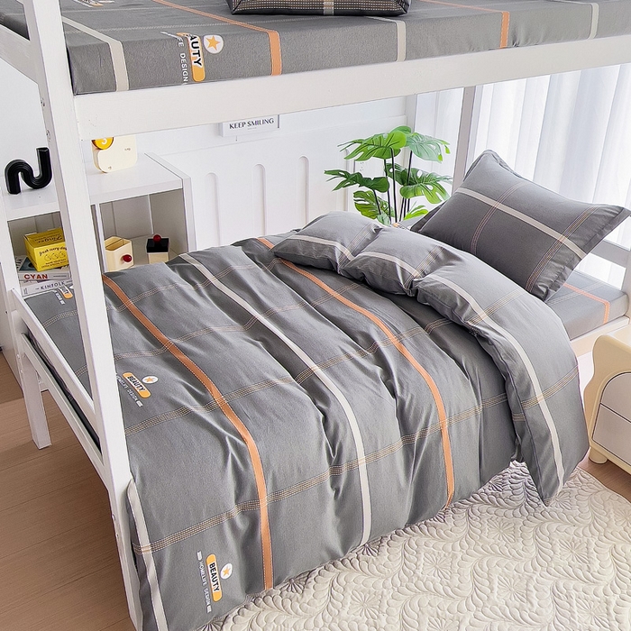 91家纺网 家纺一手货源 找家纺 优品阁 2024新款全棉磨毛学生上下铺三件套 卡罗琳