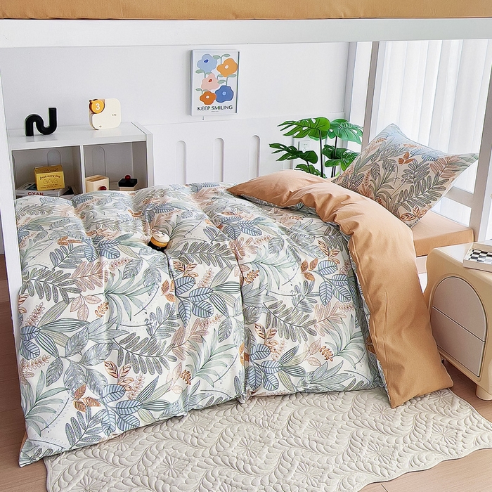 91家纺网 家纺一手货源 找家纺 优品阁 2024新款全棉磨毛学生上下铺三件套 清风恋影