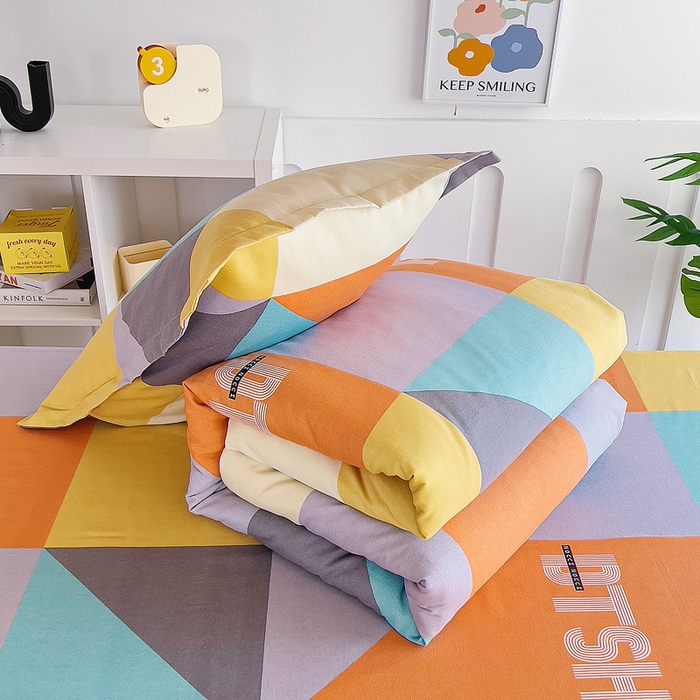 91家纺网 家纺一手货源 找家纺 优品阁 2024新款全棉磨毛学生上下铺三件套 彼斯堡