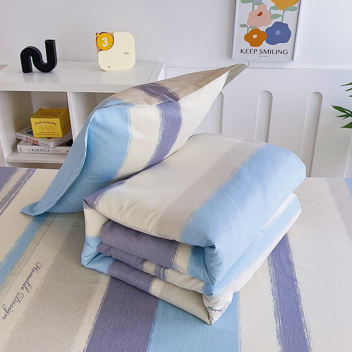 91家纺网 家纺一手货源 找家纺 优品阁 2024新款全棉磨毛学生上下铺三件套 乐享主义