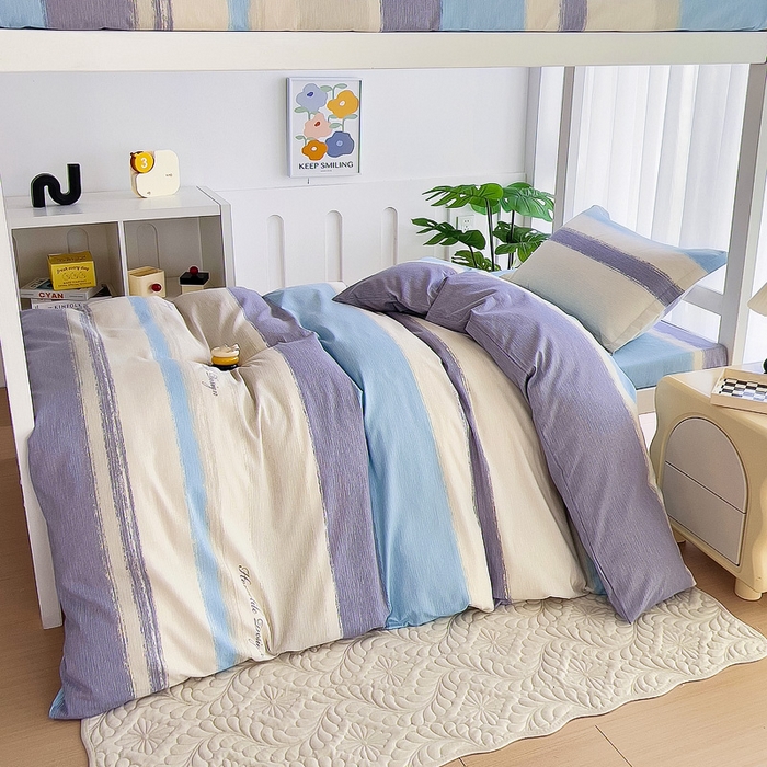 91家纺网 家纺一手货源 找家纺 优品阁 2024新款全棉磨毛学生上下铺三件套 乐享主义