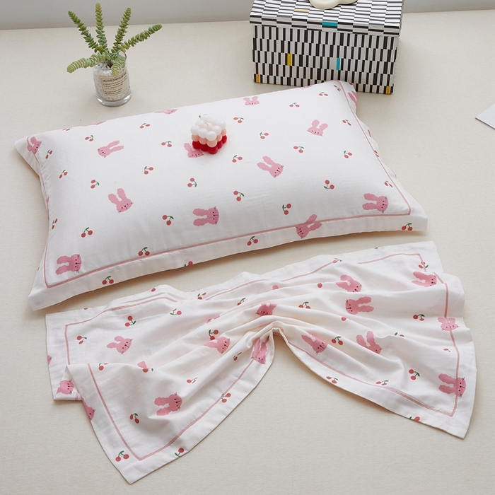 91家纺网 家纺一手货源 找家纺 （总）翎盈家纺 2024新款A类母婴级双层纱全棉枕套纯棉纱布枕套纯棉枕套