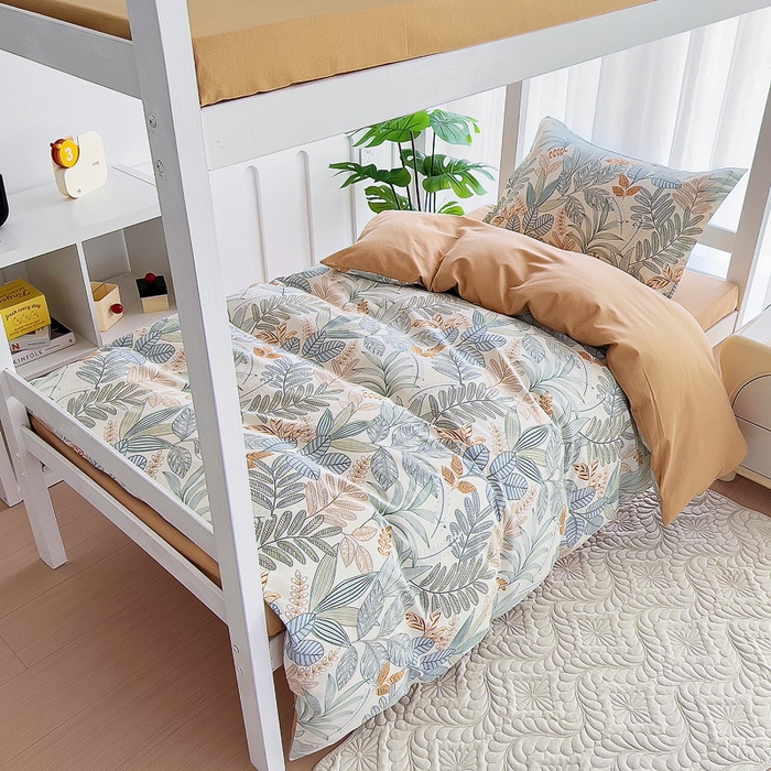 91家纺网 家纺一手货源 找家纺 优品阁 2024新款全棉磨毛学生上下铺三件套 清风恋影