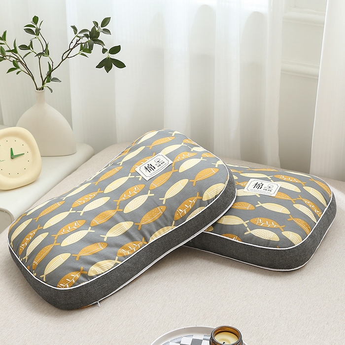 91家纺网 家纺一手货源 找家纺 梦叶草 2024新款全棉水洗印花荞麦枕芯纯荞麦枕头 水洗印花荞麦枕-小鱼