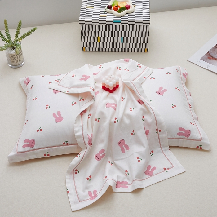 91家纺网 家纺一手货源 找家纺 （总）翎盈家纺 2024新款A类母婴级双层纱全棉枕套纯棉纱布枕套纯棉枕套