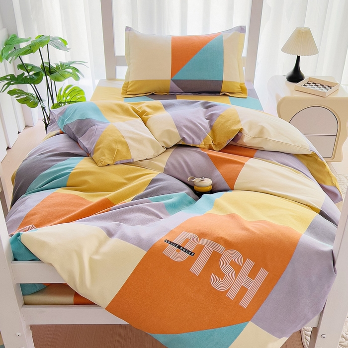 91家纺网 家纺一手货源 找家纺 优品阁 2024新款全棉磨毛学生上下铺三件套 彼斯堡