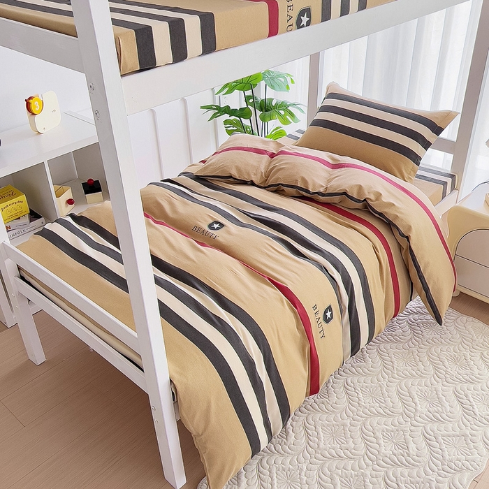 91家纺网 家纺一手货源 找家纺 优品阁 2024新款全棉磨毛学生上下铺三件套 极简主义