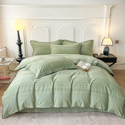 91家纺网 家纺一手货源 找家纺 （总）栩裕纺织 2024新款全棉色织提花典雅线条四件套