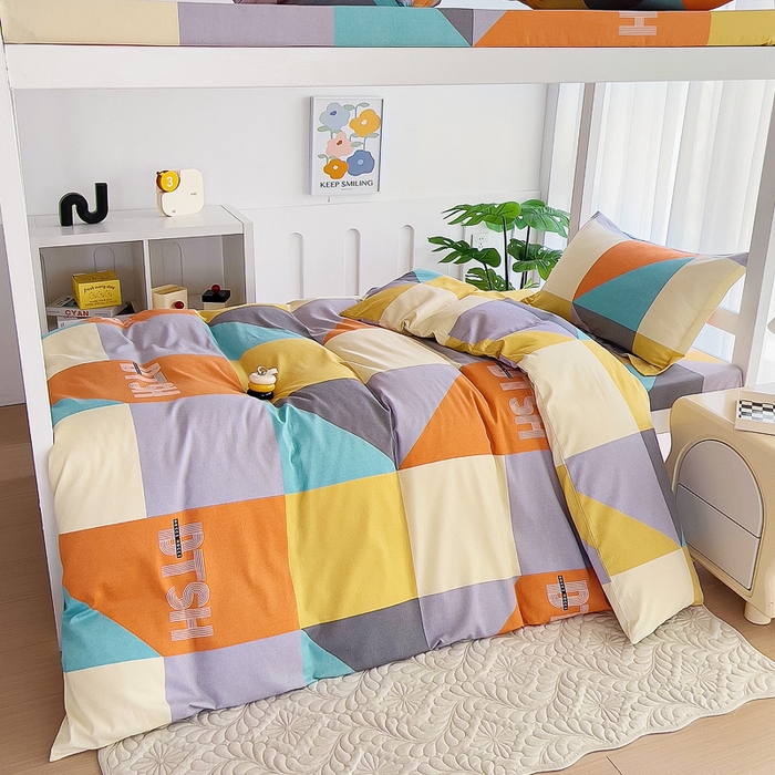 91家纺网 家纺一手货源 找家纺 优品阁 2024新款全棉磨毛学生上下铺三件套 彼斯堡