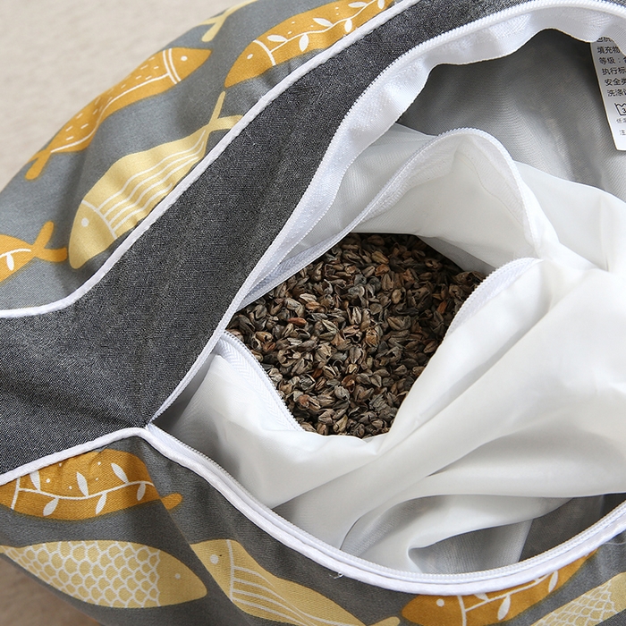 91家纺网 家纺一手货源 找家纺 梦叶草 2024新款全棉水洗印花荞麦枕芯纯荞麦枕头 水洗印花荞麦枕-小鱼