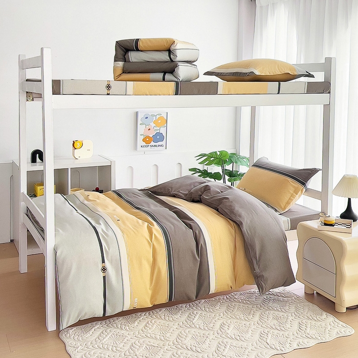 91家纺网 家纺一手货源 找家纺 优品阁 2024新款全棉磨毛学生上下铺三件套 小欢喜