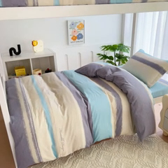 91家纺网 家纺一手货源 找家纺 优品阁 2024新款全棉磨毛学生上下铺三件套 乐享主义