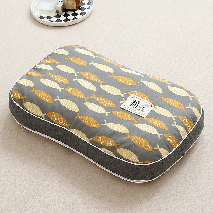 91家纺网 家纺一手货源 找家纺 梦叶草 2024新款全棉水洗印花荞麦枕芯纯荞麦枕头 水洗印花荞麦枕-小鱼