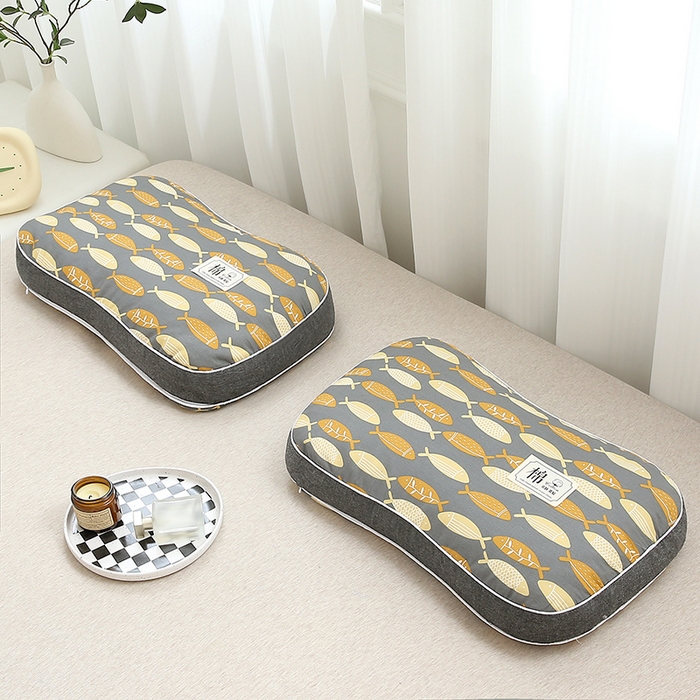 91家纺网 家纺一手货源 找家纺 梦叶草 2024新款全棉水洗印花荞麦枕芯纯荞麦枕头 水洗印花荞麦枕-小鱼