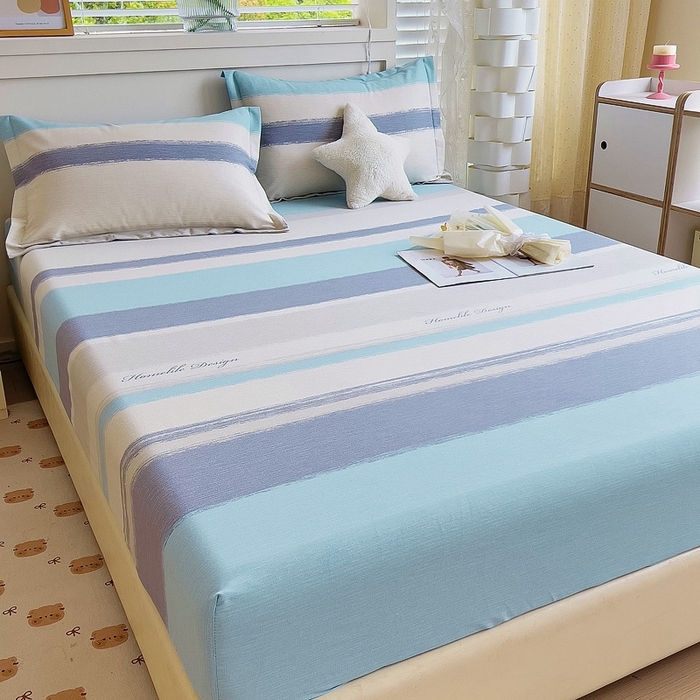 91家纺网 家纺一手货源 找家纺 优品阁 2024新款全棉磨毛四件套单品系列-单床笠 乐享主义