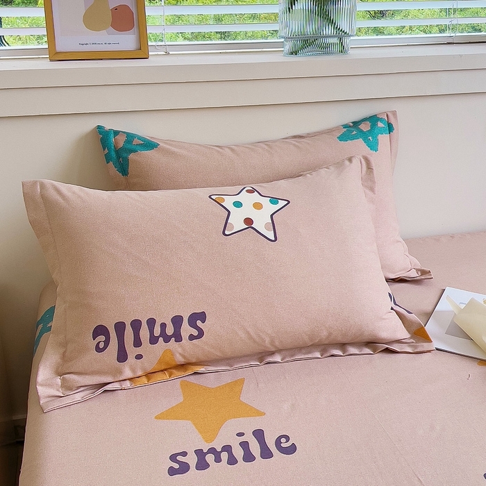 91家纺网 家纺一手货源 找家纺 优品阁 2024新款全棉磨毛四件套单品系列-单枕套 星晴笑脸