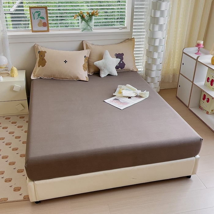 91家纺网 家纺一手货源 找家纺 优品阁 2024新款全棉磨毛四件套单品系列-单床笠 欧尼熊