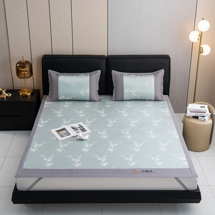 91家纺网 家纺一手货源 找家纺 爱宝被业 2025新款法式冰丝提花刺绣凉席 摇曳 床单款