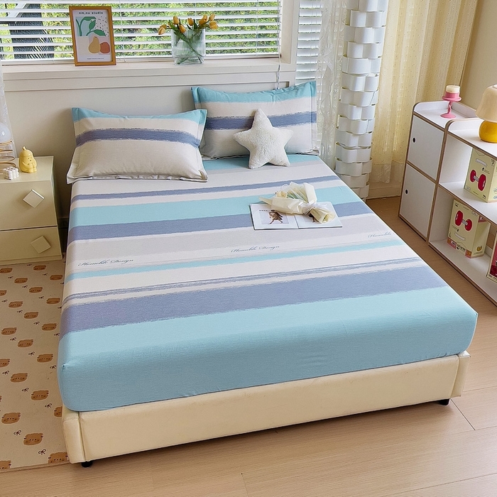 91家纺网 家纺一手货源 找家纺 优品阁 2024新款全棉磨毛四件套单品系列-单床笠 乐享主义