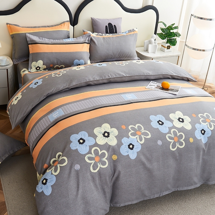 91家纺网 家纺一手货源 找家纺 鑫缘2025直播爆款印花植物羊绒加厚磨毛四件套1.2米学生三件套 佳人之约