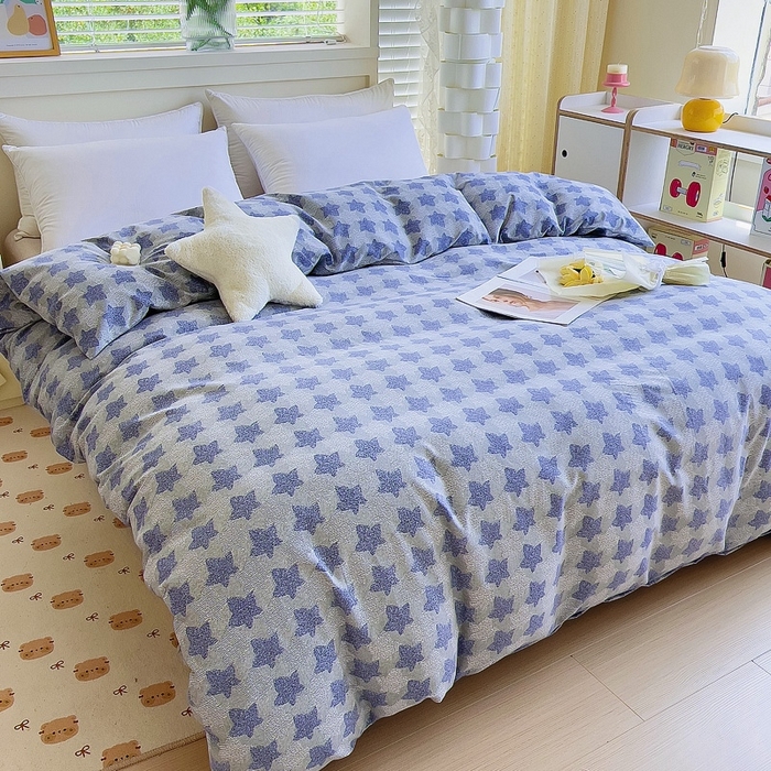 91家纺网 家纺一手货源 找家纺 优品阁 2024新款全棉磨毛四件套单品系列-单被套 星雨