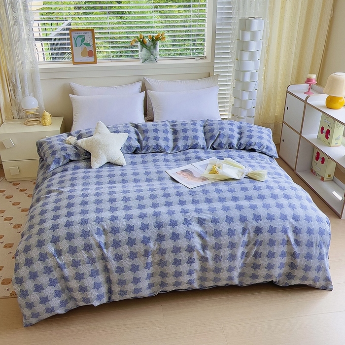 91家纺网 家纺一手货源 找家纺 优品阁 2024新款全棉磨毛四件套单品系列-单被套 星雨