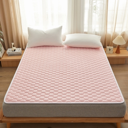 祁恋婷家居 2024新款全棉夹棉羽丝棉床褥垫 全棉护垫-元气粉