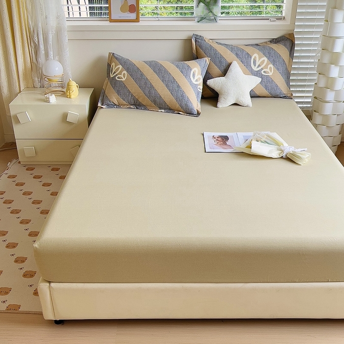 91家纺网 家纺一手货源 找家纺 优品阁 2024新款全棉磨毛四件套单品系列-单床笠 一心一意