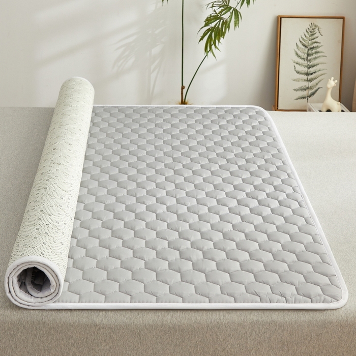 91家纺网 家纺一手货源 找家纺 祁恋婷家居 2024新款全棉夹棉羽丝棉床褥垫 全棉护垫-元气灰