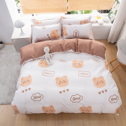91家纺网 家纺一手货源 找家纺 乐居坊 2024新款亲肤棉美棉芦荟棉四件套新花型（5月） 奶油熊