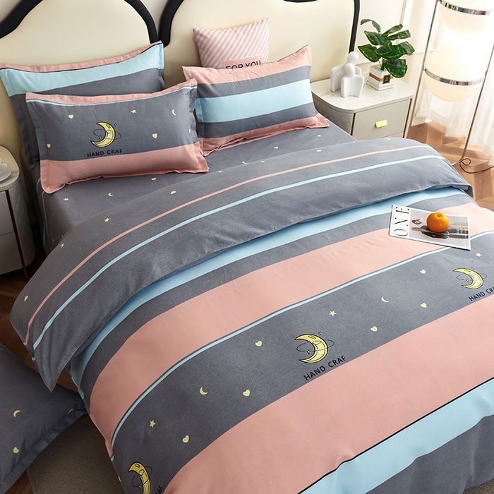 91家纺网 家纺一手货源 找家纺 鑫缘2025直播爆款印花植物羊绒加厚磨毛四件套1.2米学生三件套 环球之旅