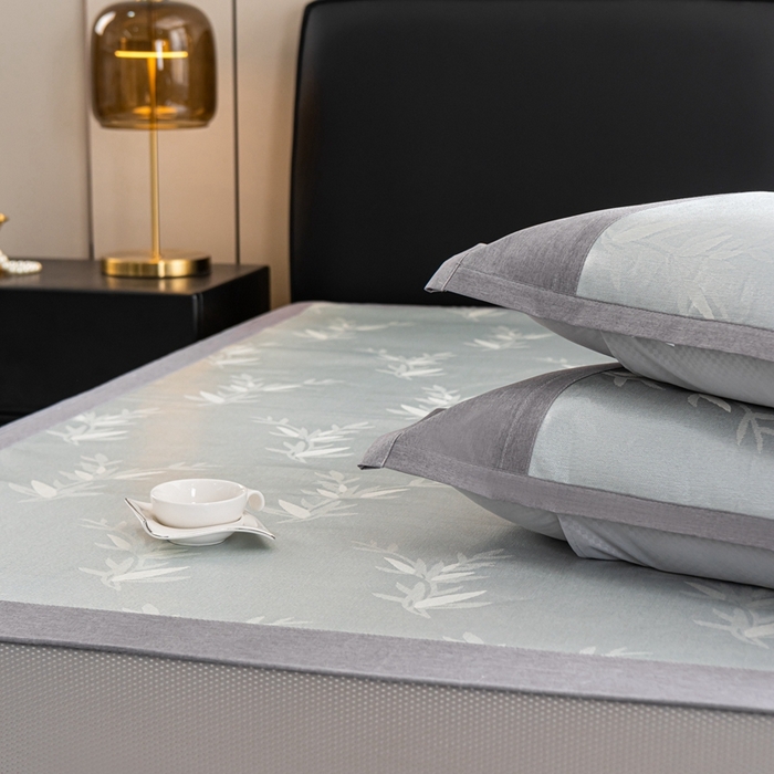 91家纺网 家纺一手货源 找家纺 爱宝被业 2025新款法式冰丝提花刺绣凉席 摇曳 床笠款