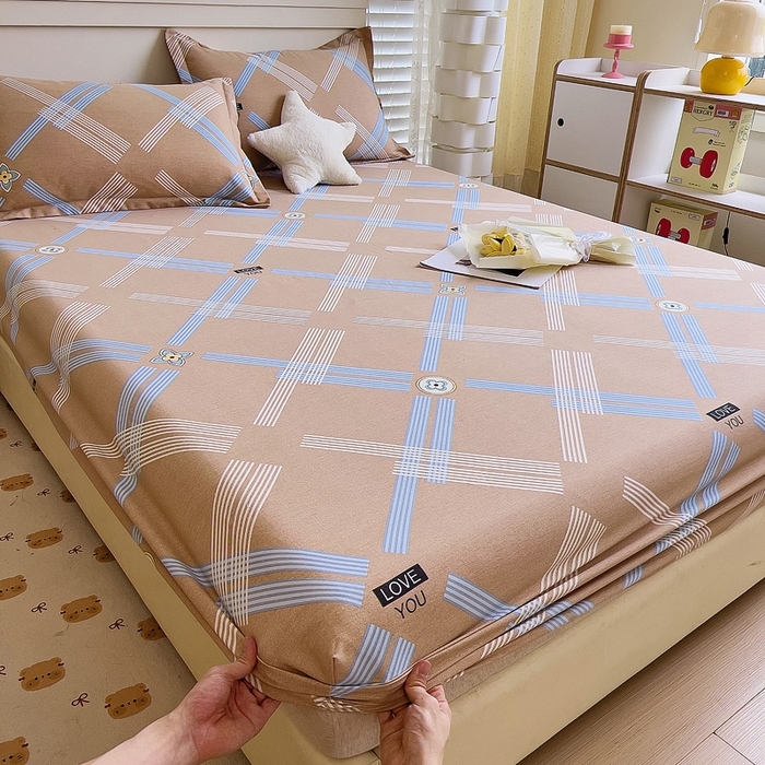 91家纺网 家纺一手货源 找家纺 优品阁 2024新款全棉磨毛四件套单品系列-单床笠 浓情摩卡