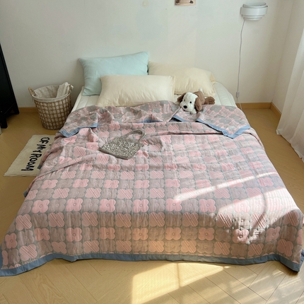 91家纺网 家纺一手货源 找家纺 （总）桃喜 2024新款A类全棉提花三层纱夏被