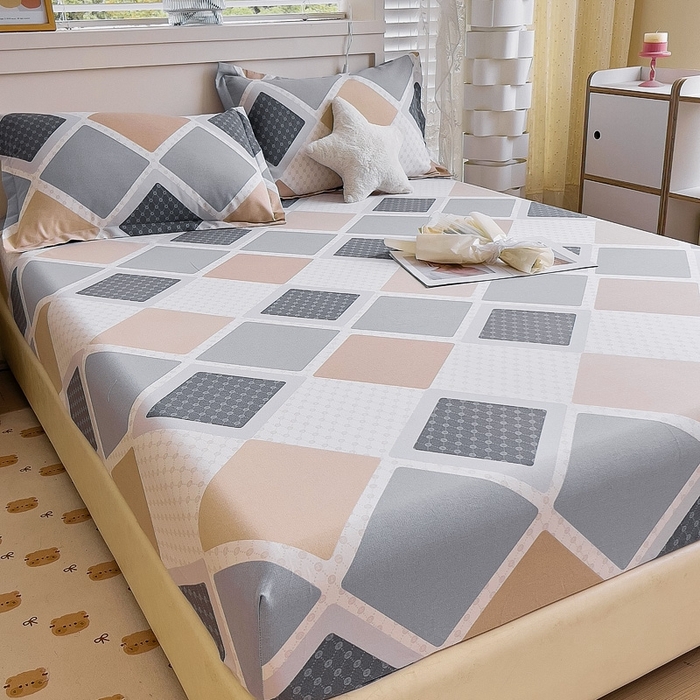 91家纺网 家纺一手货源 找家纺 优品阁 2024新款全棉磨毛四件套单品系列-单床笠 克洛因