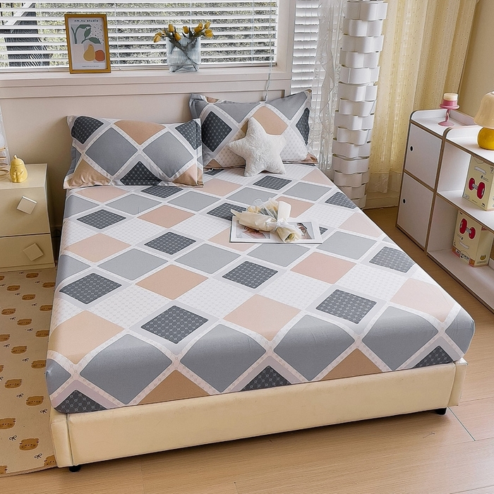 91家纺网 家纺一手货源 找家纺 优品阁 2024新款全棉磨毛四件套单品系列-单床笠 克洛因