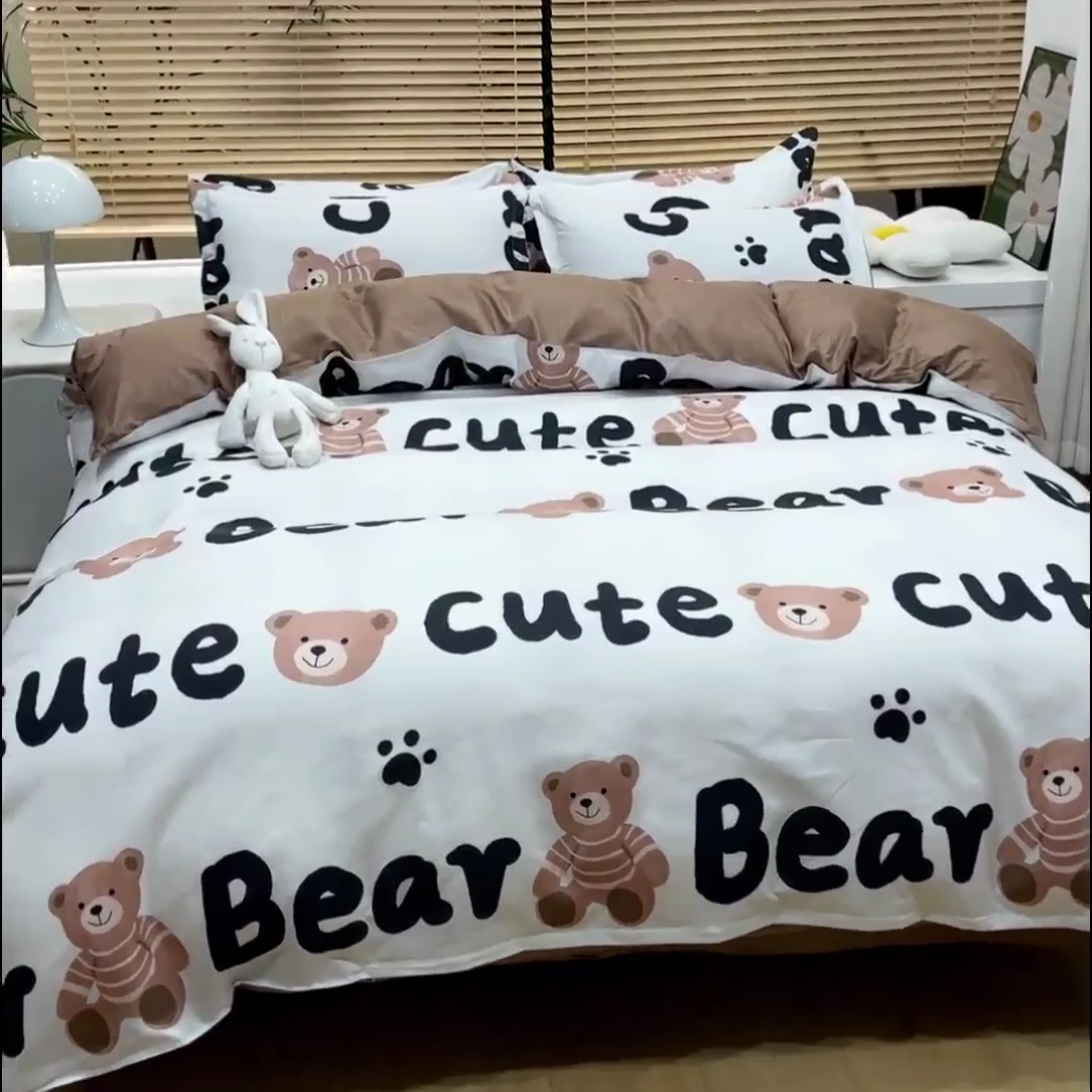 91家纺网 家纺一手货源 找家纺 乐居坊 2024新款亲肤棉美棉芦荟棉四件套新花型（5月） 趣味小熊