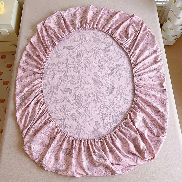 91家纺网 家纺一手货源 找家纺 优品阁 2024新款全棉磨毛四件套单品系列-单床笠 叶之舞