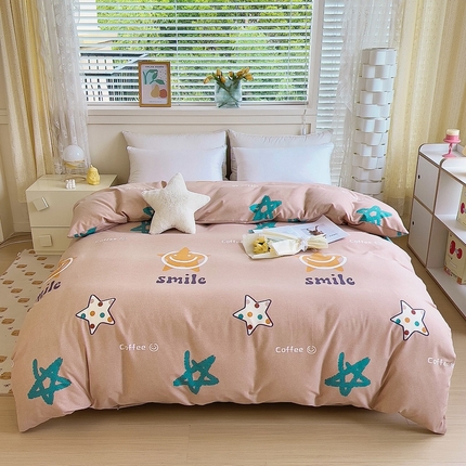 91家纺网 家纺一手货源 找家纺 优品阁 2024新款全棉磨毛四件套单品系列-单被套 星晴笑脸