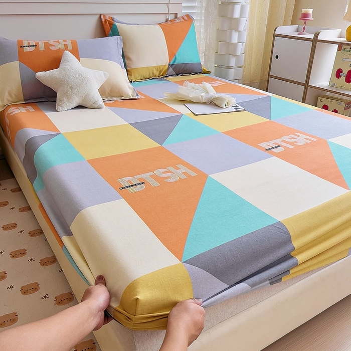 91家纺网 家纺一手货源 找家纺 优品阁 2024新款全棉磨毛四件套单品系列-单床笠 彼斯堡