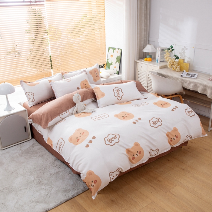 91家纺网 家纺一手货源 找家纺 乐居坊 2024新款亲肤棉美棉芦荟棉四件套新花型（5月） 奶油熊