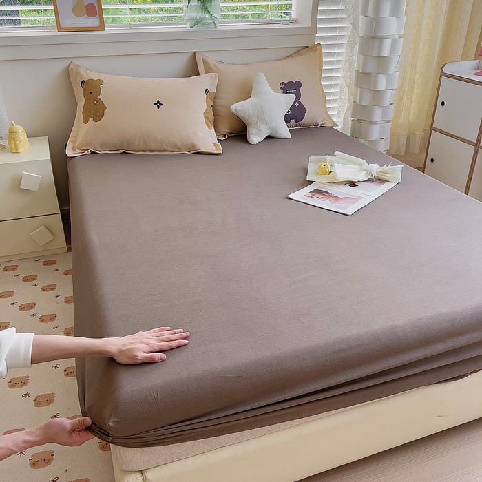 91家纺网 家纺一手货源 找家纺 优品阁 2024新款全棉磨毛四件套单品系列-单床笠 欧尼熊